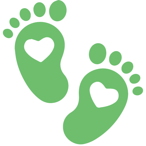 Two baby feet with a heart – symbol for parent-child health check-ups